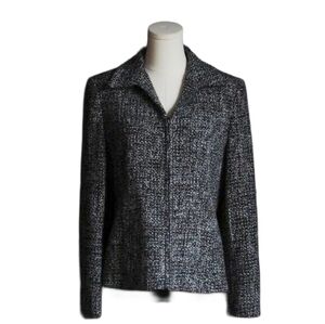 Tribu | Wool Tweed Zip Up Jacket in Black & White